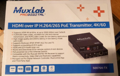 MuxLab HDMI over IP H.264/H.265 PoE Receiver Model 500762-RX