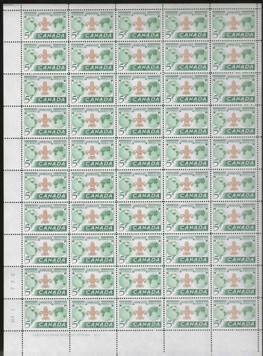 🍁Canada #356 "BOY SCOUTS JAMBOREE" Brand New 1955 Original Pristine Pane (A)