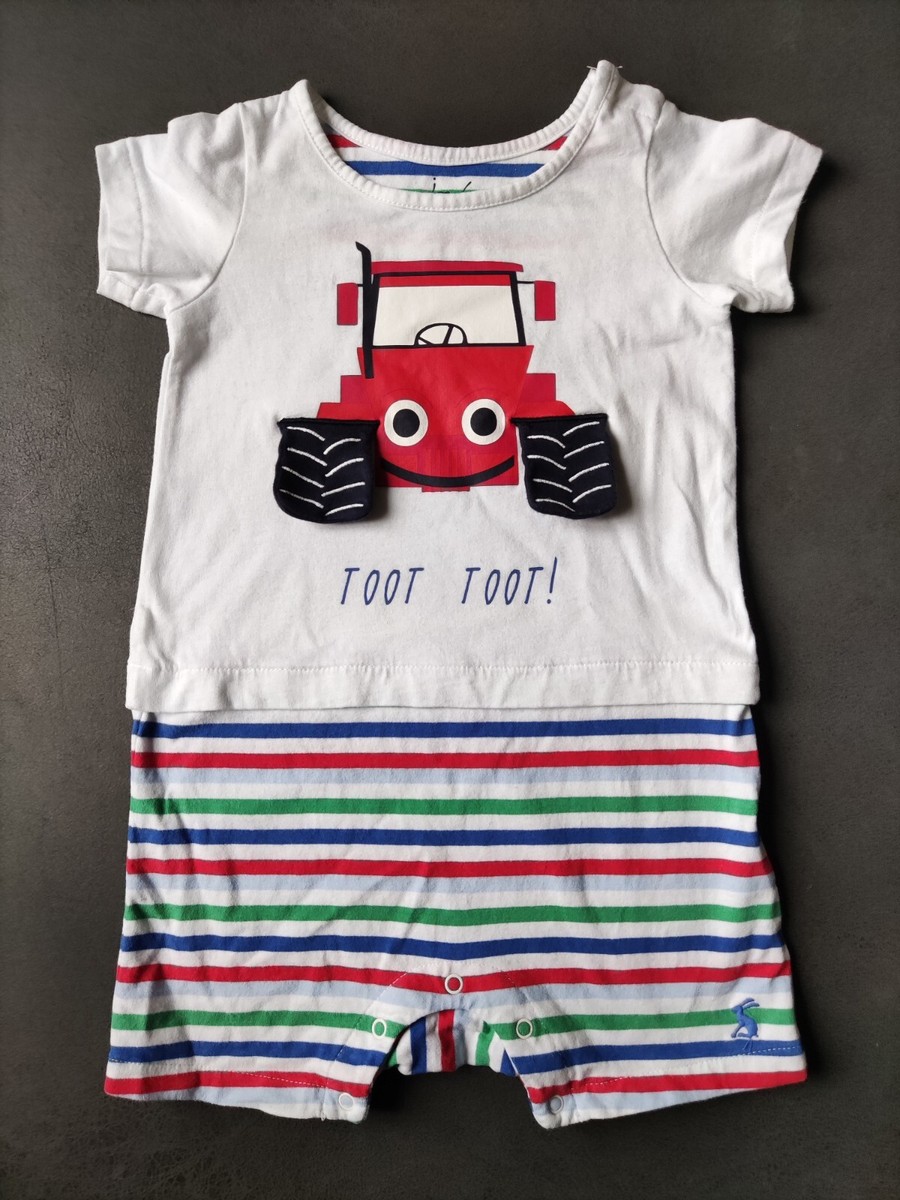 Joules Baby Boys All in One Tractor Cotton Romper Mock Outfit Size - Main Image