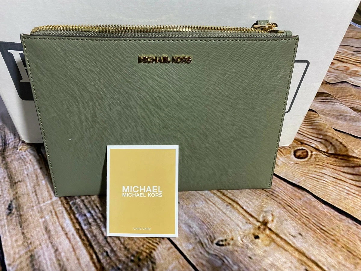 Michael Kors Handbag Clutch Dark Olive Green NEW