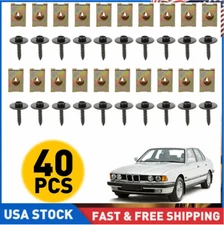 40x Black Metal Hex Bolts with Washer and Speed U-Nut Fastener clips set For BMW