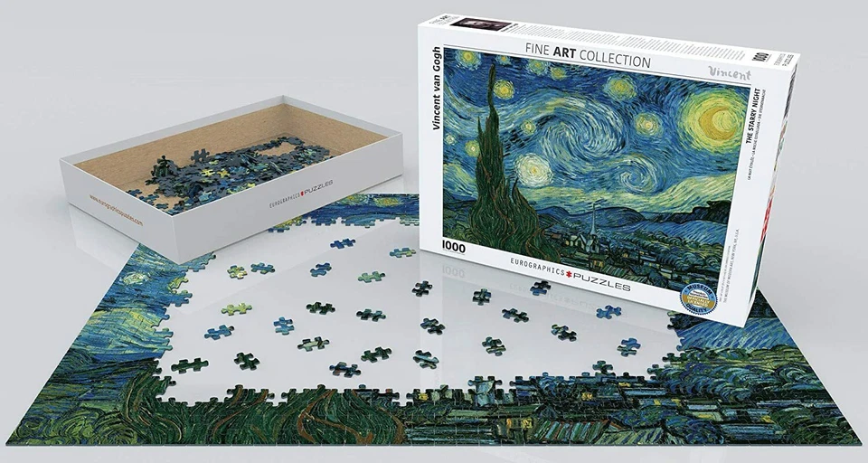 Starry Night Van Gogh 1000pc jigsaw puzzle by Eurographics 680mm x 480mm - Image 3 of 3