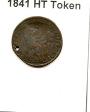 1841 HARD TIMES TOKEN - "Millions For Defence" - "Not One Cent" - "Holed-Bent"  
