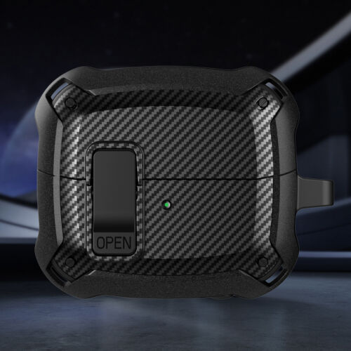 For Samsung Galaxy Buds 3/3 Pro Carbon Fiber Rugged Secure Lock Case+Keychain - Picture 11 of 19