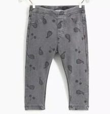 ZARA BABY GIRL PANTS BASIC PLUSH JEGGINGS BACK POCKETS GRAY SZ 3-4 YEARS NWT