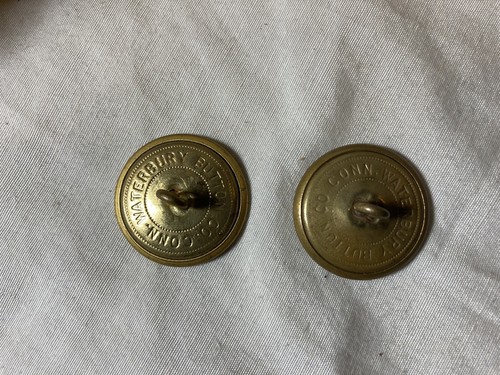 (2) Vintage 1" Brass Philadelphia Police Buttons Waterbury Button Co., Conn. (b) - Picture 2 of 2