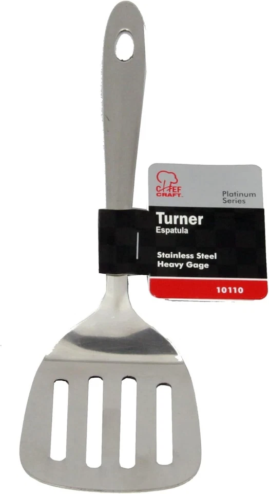 Chef Craft Select Stainless Steel Turner – 9.5" Slotted Spatula, Durable & Sleek - Image 2 of 4