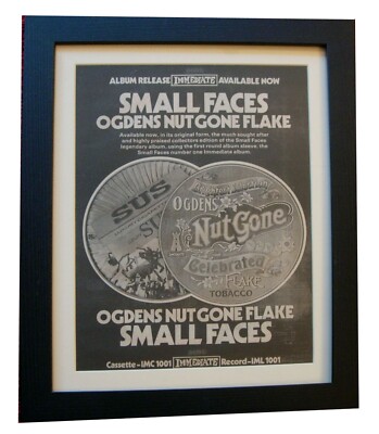 SMALL FACES+Ogdens' Nut Gone Flake+POSTER+AD+ORIG1975+FRAMED+EXPRESS GLOBAL SHIP