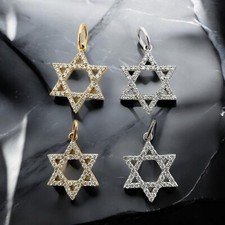 14k Gold Diamond Jewish Star pendant , Star Of David