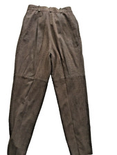 Leather Vintage Brown taupe Embossed Designer Slacks Excellent Condition Size 8