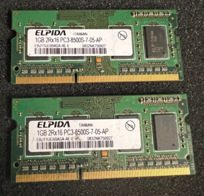 Elpida 2GB Kit; 2 x 1GB PC2-5300 SO-DIMM 667 MHz DDR2 SDRAM (EBE11UE6ACUA-6E-E)