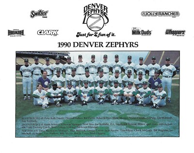 1990 DENVER ZEPHYRS ( BREWERS Minors )  UNSIGNED  10 x 8  Team Issue  PHOTO CARD