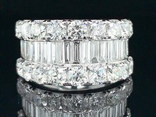 Image of 5.00ct Diamond Half Eternity Ring F VS Baguette & Brilliant Cut, 18ct White Gold