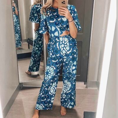 RHODE x Target Blue Zinnia Floral Print Cut-Out Jumpsuit WOMEN size XXS NWT Cute