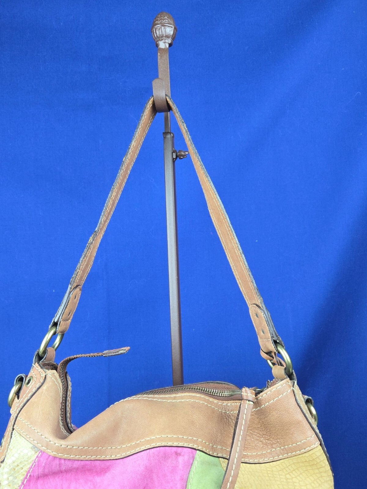 Fossil suede leather patchwork shoulder bag handb… - image 4