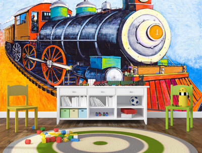 3D Cartoon Train ZHUA5680 Wallpaper Wall Murals Removable Self-adhesive Amy