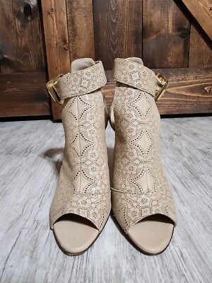 Burberry MSRP $1299 Canbury Laser-Cut Leather Sandal Antique