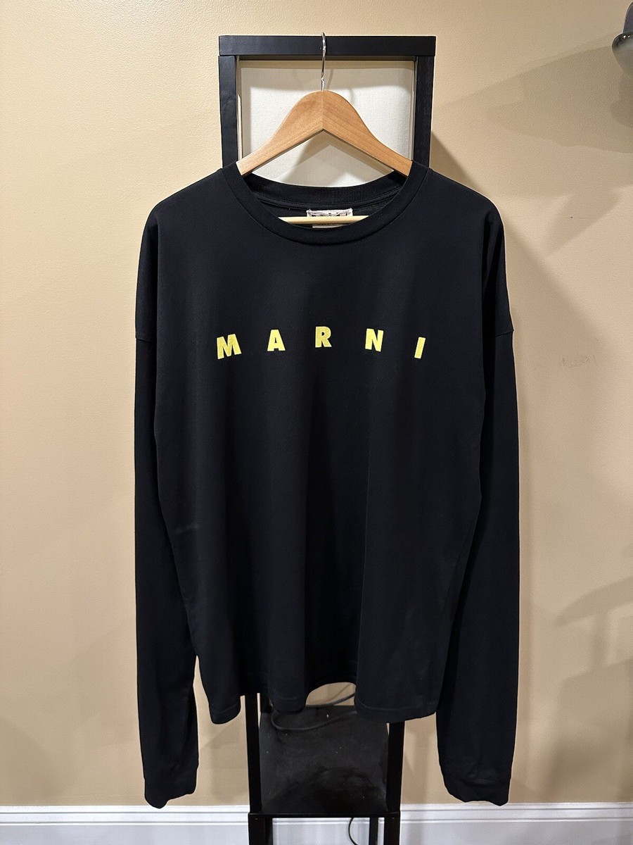 【関税&送料込み】Marni Long Sleeves T-Shirt Clothing Marni Black / Yellow Logo Long Sleeve T-Shirt | eBay