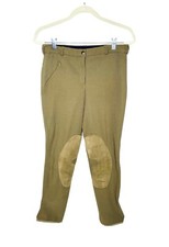 VTG Tuff Rider Taupe Front Zip Knee Patch Pants Made in USA Sz 28 28”W X 28”L