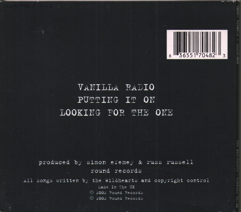 Wildhearts Vanilla Radio CD UK Round 2002 Digi Pack B/W Putting It On And - Bild 2 von 2
