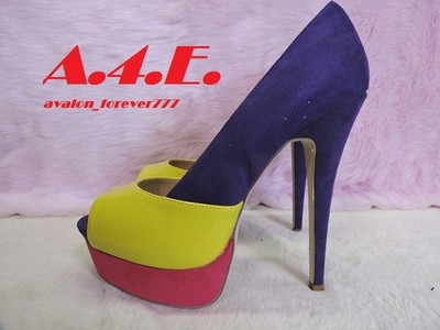 Shoedazzle multi color platform heels Ailsa  Size 9.5 Womens  Mens 8