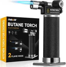 RAVS Butane Torch Lighter, DUAL Flame Mode Kitchen Torch, Refillable Cooking Tor