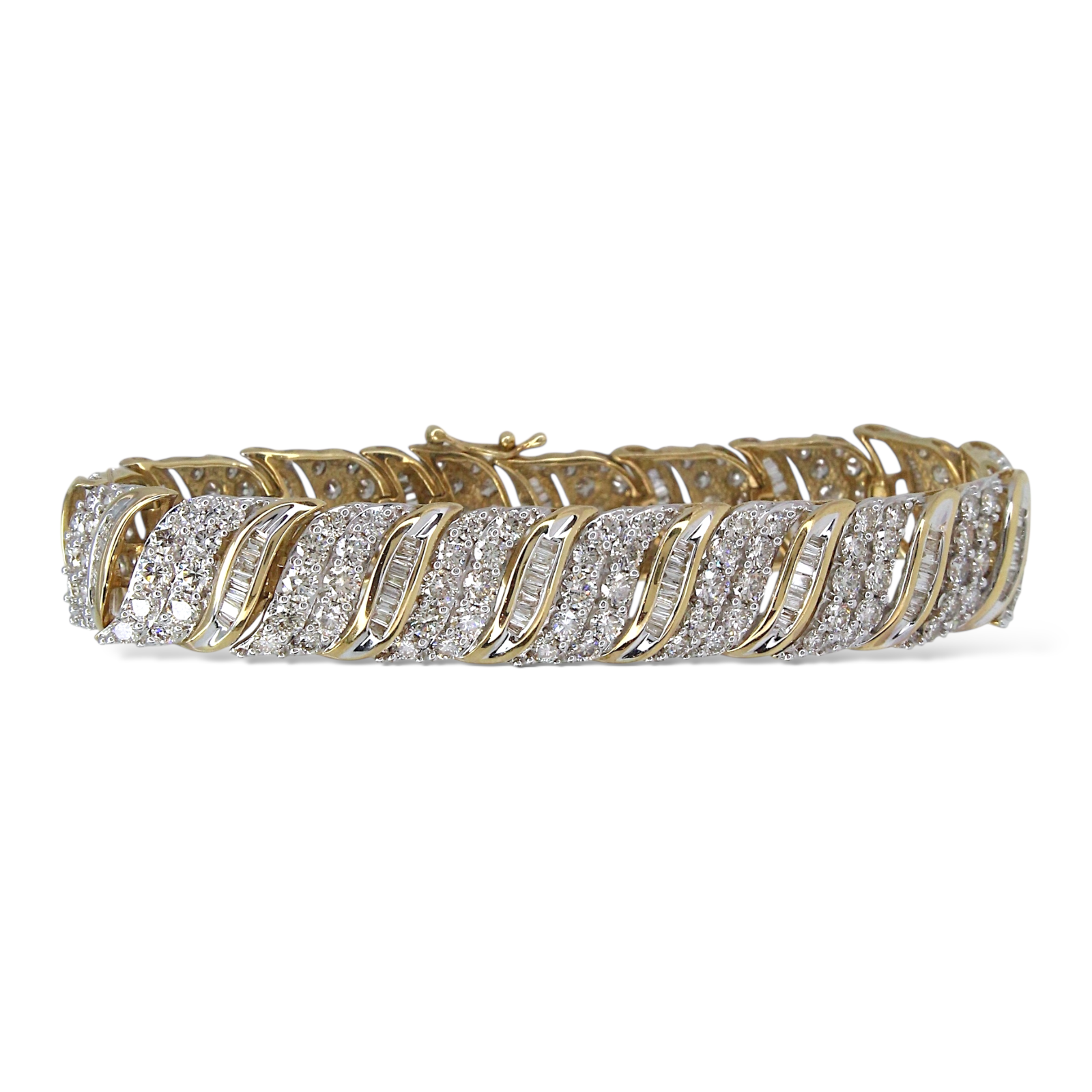 Elegant Ladies Diamond Bracelet 12 to 14 CT 10K Yellow Gold 25.4 grams 7 inches