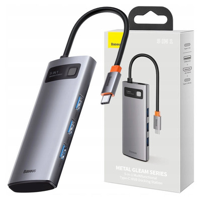 BASEUS HUB 5IN1 FÜR HANDYS 3X USB 3.0 HDMI PD FÜR LAPTOPS UND FERNSEHER