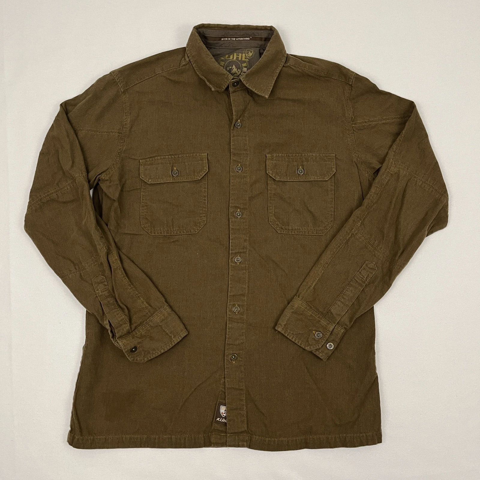 Kuhl Phantom Shirt Mens Medium Brown Cotton Wool Blend Flannel Hiking Gorpcore