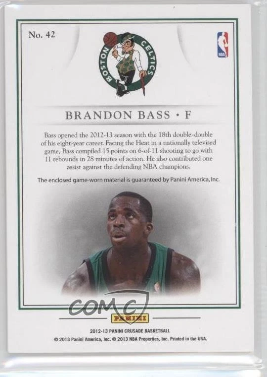 2012-13 Panini Crusade Quest Memorabilia Brandon Bass #42 - Image 2 of 2