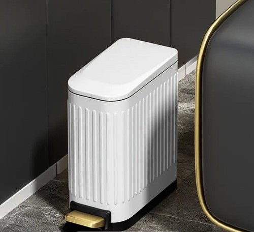 Small Bathroom Trash Can with Lid Soft Close, 6 Liter Pedal Bin, - Picture 1 of 5