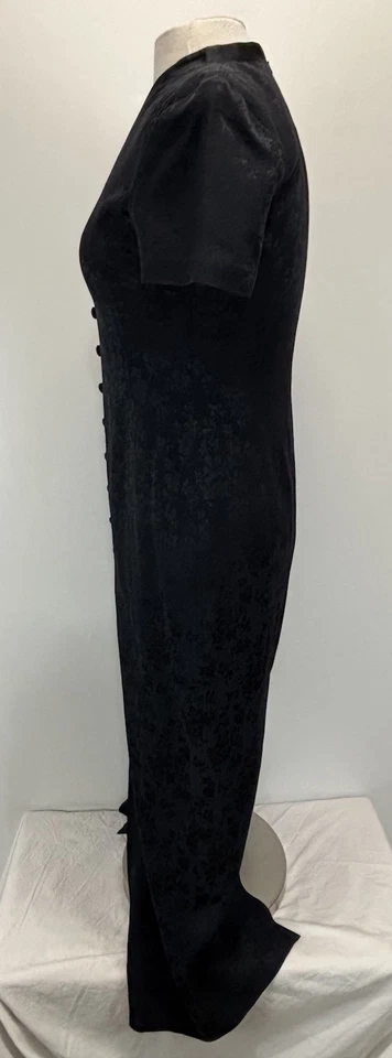 Vestido Dana Buchman Talla 4 Para Mujer’s Azul Marino Oscuro Floral Jacquard Ajustado Asiático Maxi Foto 2 de 4