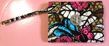New Vera Bradley African Violet Turn Lock Smartphone Wallet Wristlet Quilted 6X5