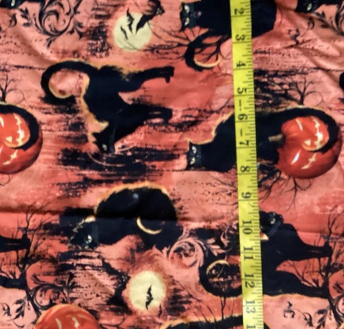 Halloween Black Cats On A Orange Quilt Fabric. Half Dozen Poses By Hi-fashion. - Picture 2 of 7