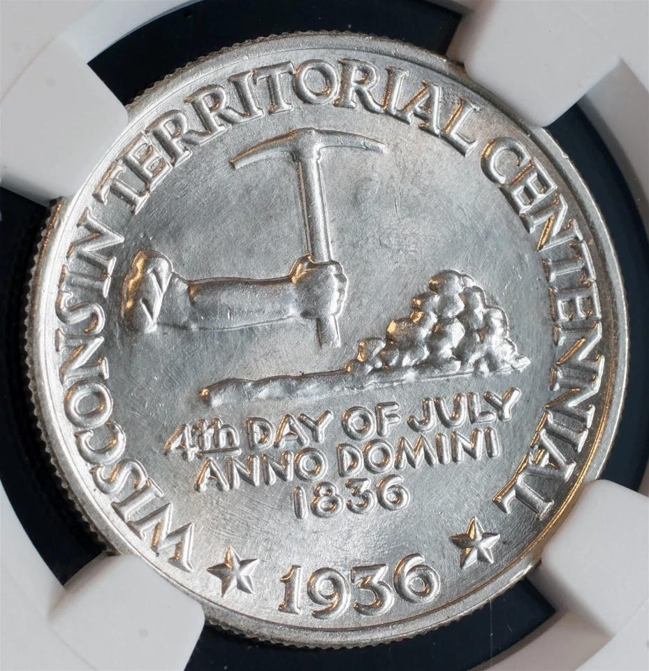 1936 Half Dollar Wisconsin Territorial Centennial MS 63 NGC Blast White - Image 4 of 4