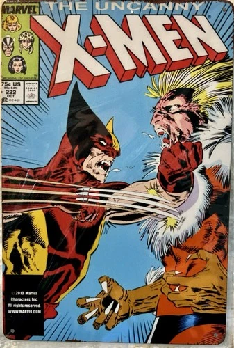 TIN SIGN 8x12 X-men Superhero Marvel Comic Book Wolverine Fighting Claws  DD5