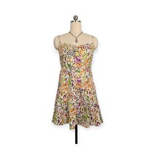 Talbots Mini Dress Size 10P Tropical Sundress Floral Y2K Vacation Colorful