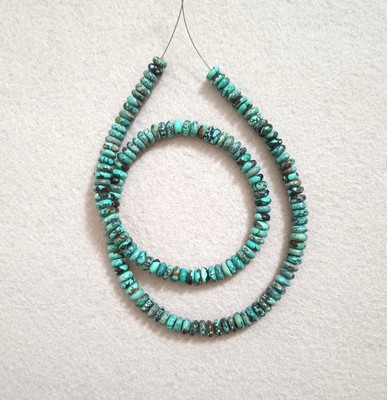 OLD STOCK  CLOUD MOUNTAIN TURQUOISE 6MM RONDELLE BEADS - 16'' Strand - 5018E