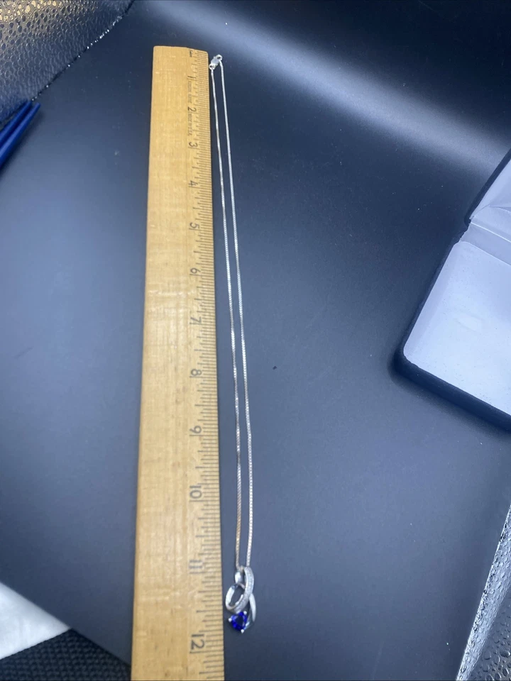 Collar y oreja colgante de cuerda de zafiro azul y blanco de plata esterlina Kay Jewelers Foto 3 de 4