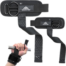 Weight Lifting Straps with D Rings and Silicone Grip for Gym Training, Black