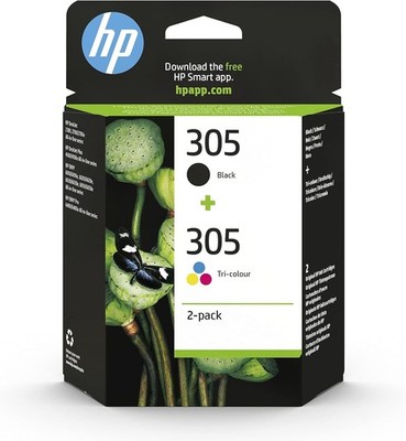 HP 305 2-Pack Tri-Color Tintenpatrone - Schwarz, Cyan, Magenta, Gelb