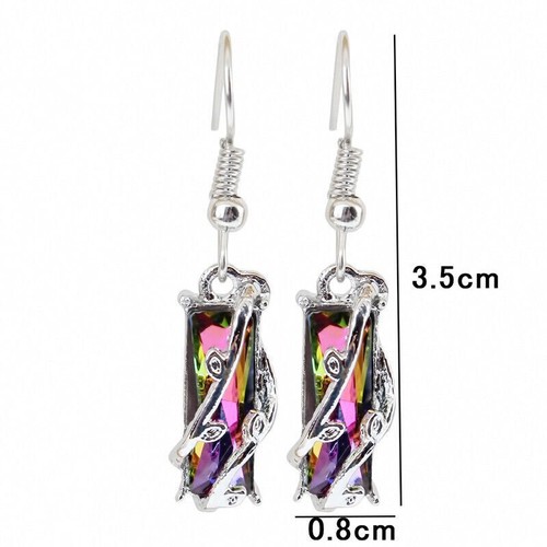 Drop Earrings Mystic Topaz Jewelry A Pair/set Gorgeous for Women 925 Silver - Picture 4 of 6