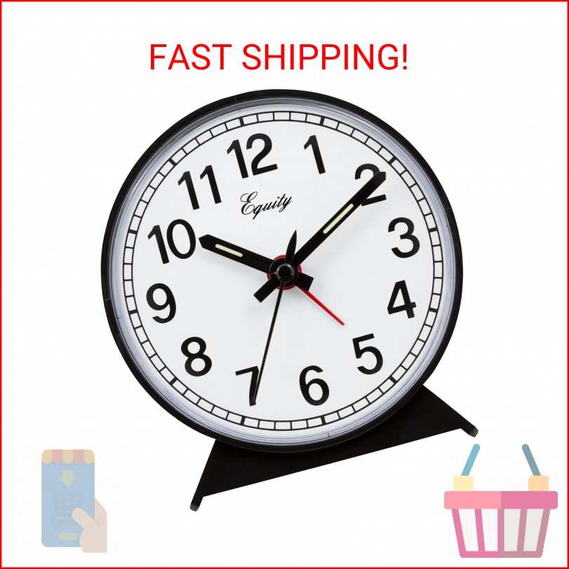 Equity 14075 Black Analog Wind-Up Alarm Clock