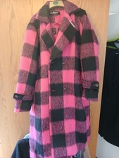 VALABASAS Pink Checkered 'Mohair' Coat - Size Small   NEW