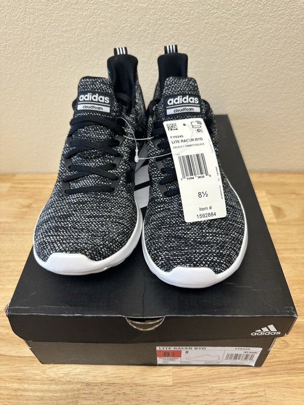 Adidas Men's Lite Racer BYD Size 8.5 FY0245 Black White Black Cloudfoam NWB