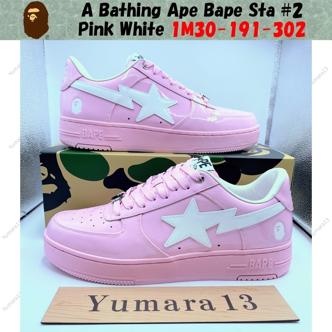 A Bathing Ape Bape Sta #2 Pink White 1M30-191-302 Men's Size | eBay