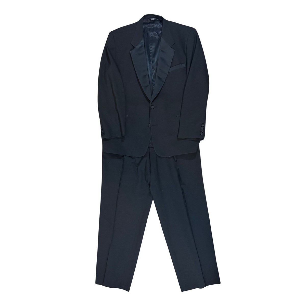 Lanvin Paris Black Tuxedo Vintage 46R Suit Jacket 38x29 Pants 