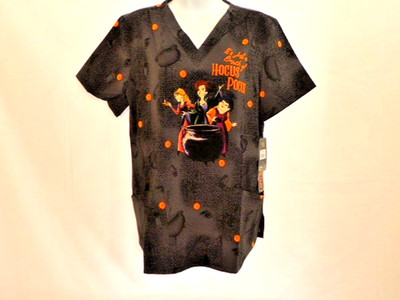 Tooniforms Cherokee Women's Disney ''Hocus Pocus'' Scrub Top Size Medium NWT