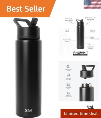 Water Bottle with Straw Lid | Vacuum Insulated Stainless Steel Metal Thermos ...