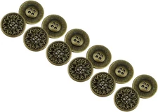 12 PCS Flower Pattern Flat Metal Buttons 4-Hole Craft for DIYS Sewing Embelli...